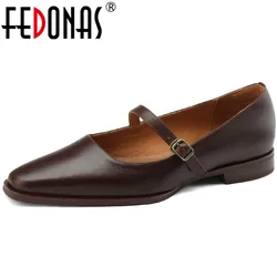 FEDONAS décolleté donna primavera estate tacchi bassi vera pelle Mary Janes scarpe donna stile retrò classico ufficio donna Casual