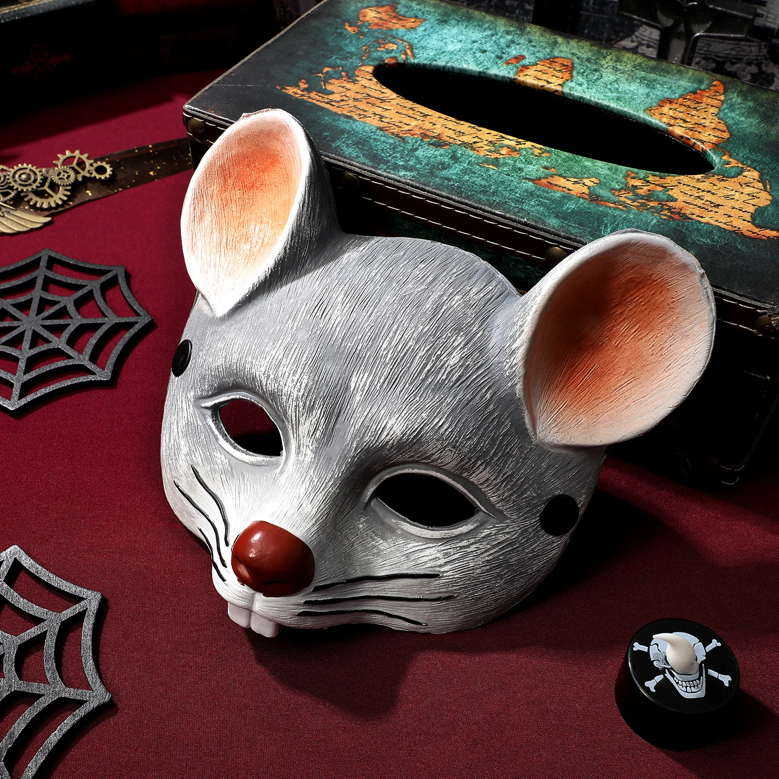 

1pc 3D Mouse Mask Carnival Party Face Cover For Halloween Cosplay Masquerade Costume Accessory Men Women Grey Lightweight