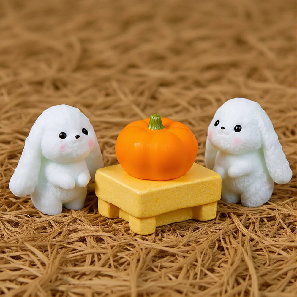 Figurines Miniatures Cute Rabbit Animal Micro Landscape Bunny Ornaments For Home Decoration Decor For Room Desk Accessories