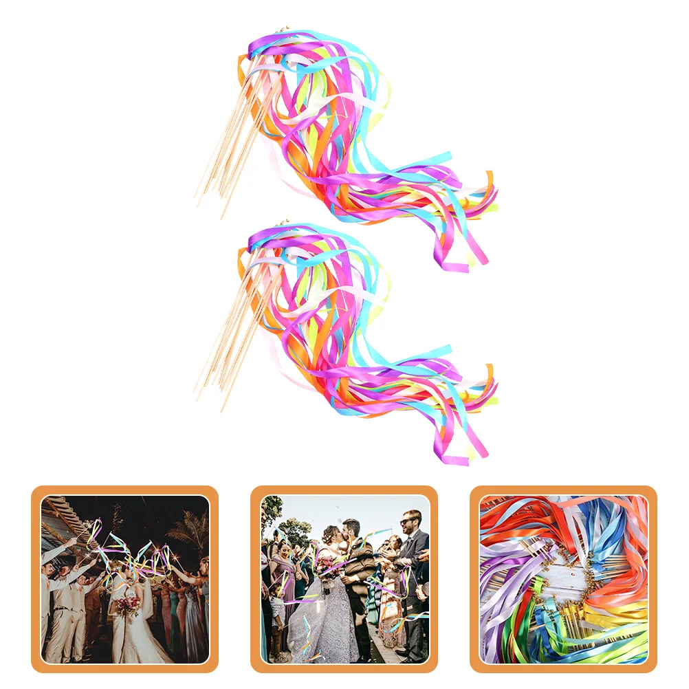 

20 Pcs Wedding Decorations Ribbon Stick Fairy Sticks Wand Streamers Party Wands Decors Send off