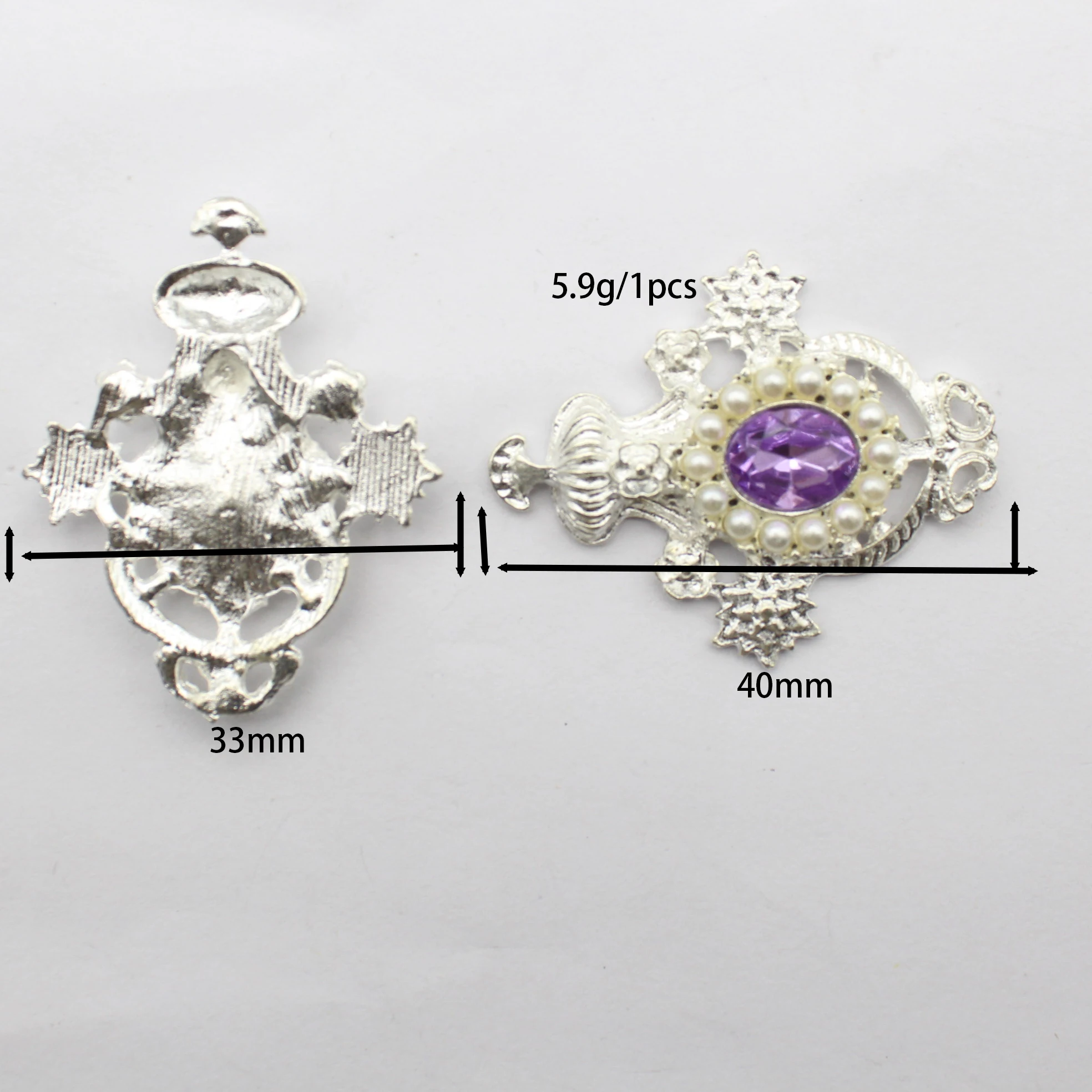 New Silver Alloy Retro Pearl Baroque Elliptical Button DIY Luggage Shoe Button Versatile Jewelry Handmade Accessories
