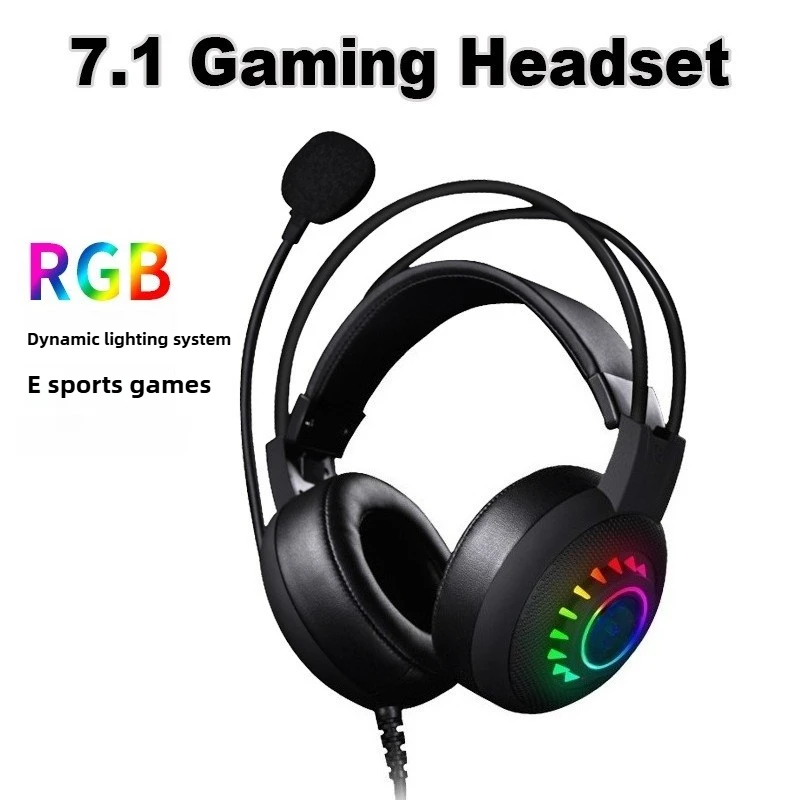 

Игровая гарнитура Удобная гарнитура RGB-подсветка Мобильный телефон 7.1 Проводная USB-гарнитура Микрофон Шумоподавление