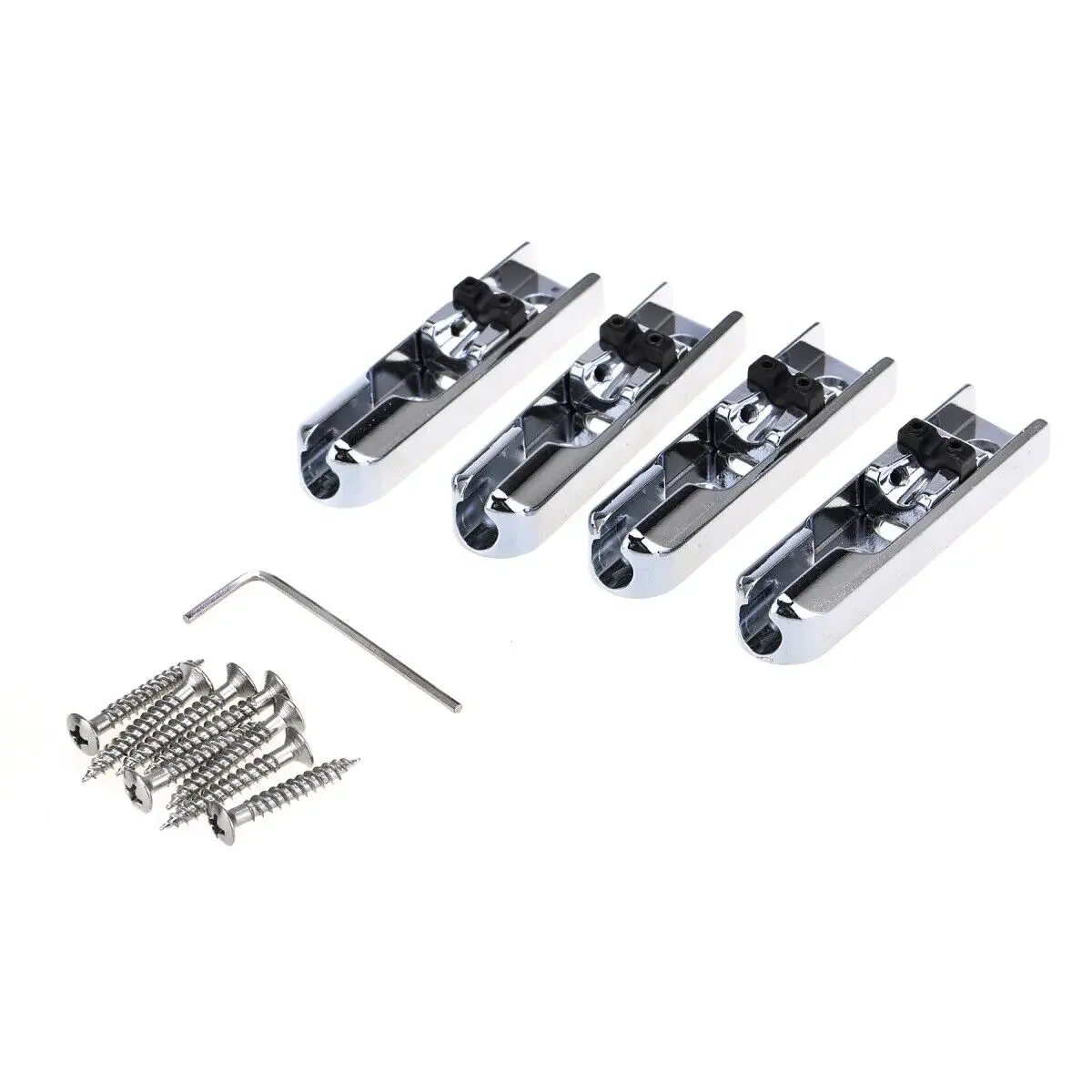 

4 Pieces Chrome Single String Lock-Down 4 String Bass Bridge Set