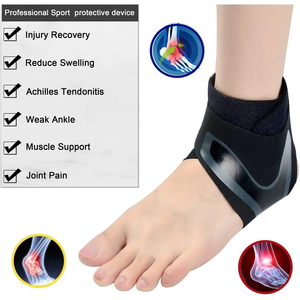 Ankle Support Brace Adjustable Elastic Stabilizer Strap Sports Ankle Compression Device forBasketball Running FootTendon Support