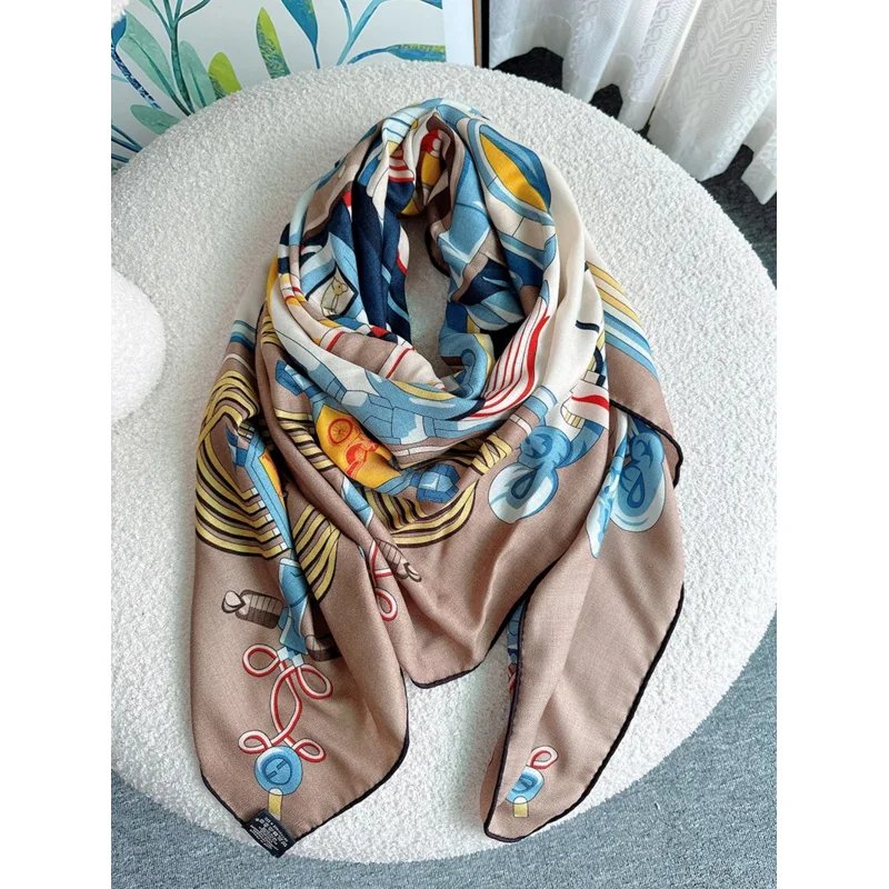 2024 new arrival autumn winter 140*140 cm 70% Cashmere scarf 30% silk scarf wrap for women Lady gift Brandberg