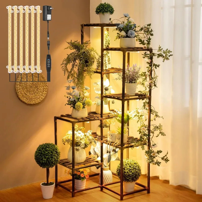 

Plant Stand Indoor with Grow Lights, Tall Plant Stand for Indoor Plants Multiple