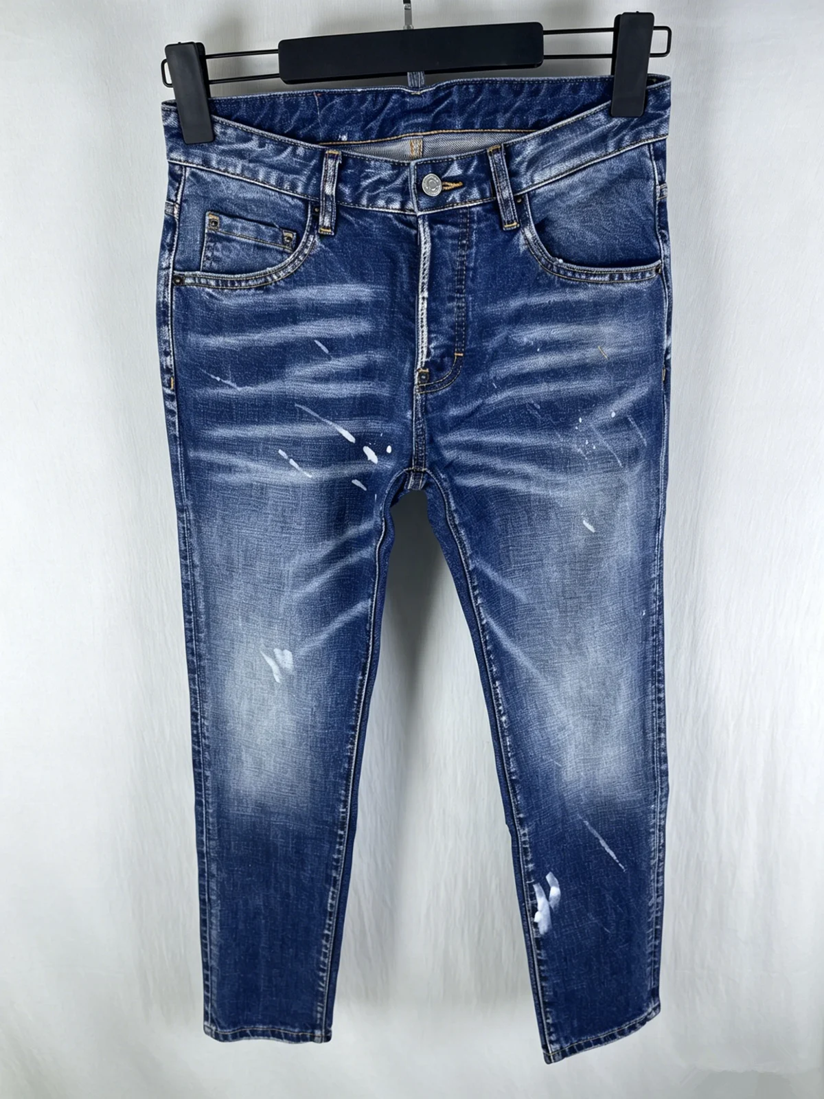 6020 Four Seasons New Men's Washed Casual Dark Blue Slim-fit Trendy Men's All-match Blue Jeans for Men