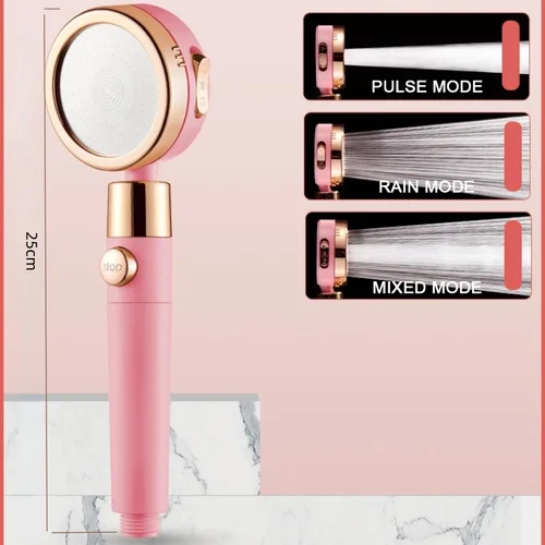 Imagen 2 del producto Juego de rociador de mano con cabezal de ducha de lluvia presurizado de oro rosa, lujo asequible, estilo moderno y manguera y soporte de ducha