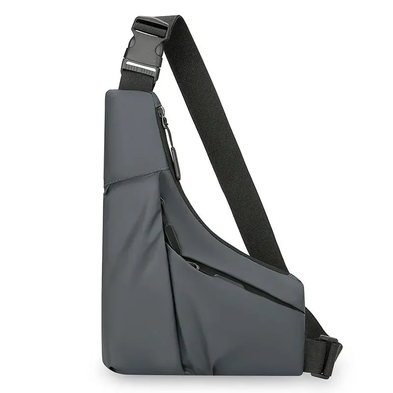 Bolso antirrobo de pecho ajustado para hombre, bandolera de hombro de gran capacidad, bolsa triangular, bolsa de pecho de viaje de película de cuero para hombre