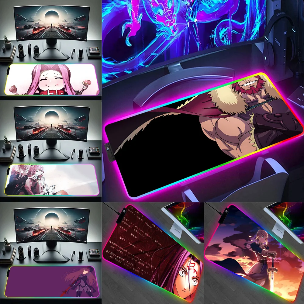 

Fate Stay Night Medusa Rider RGB Pc Gamer Keyboard Mouse Pad Mousepad LED Glowing Mouse Mats Rubber Gaming Computer Mausepad