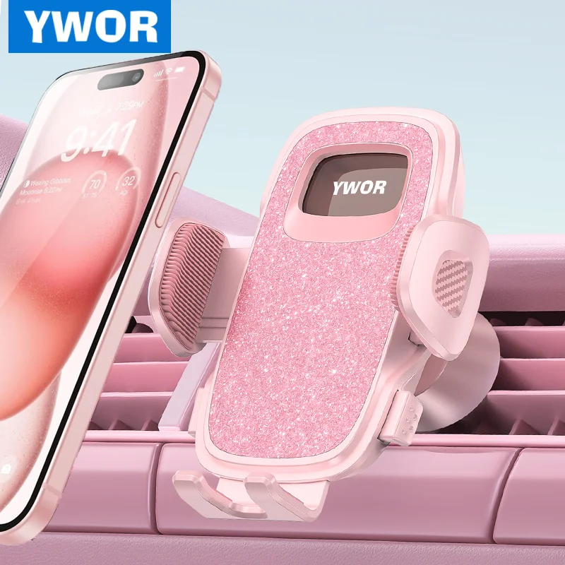 YWOR Soporte para teléfono para automóvil Ventilación [Panel grande para teléfono] Soporte para teléfono para ventilación de automóvil para ventilación de aire de automóvil 360 °   Gire el teléfono celular manos libres Ho