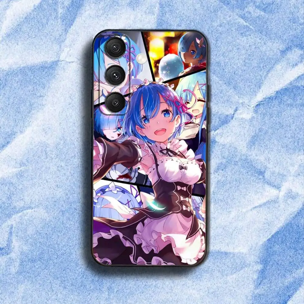 Funda de teléfono Rem R-Re Z-Zero-S Anime para Samsung S 25,24,23,22,30,21,10,9,Ultra,Plus,Lite,FE,4,5G, funda blanda negra