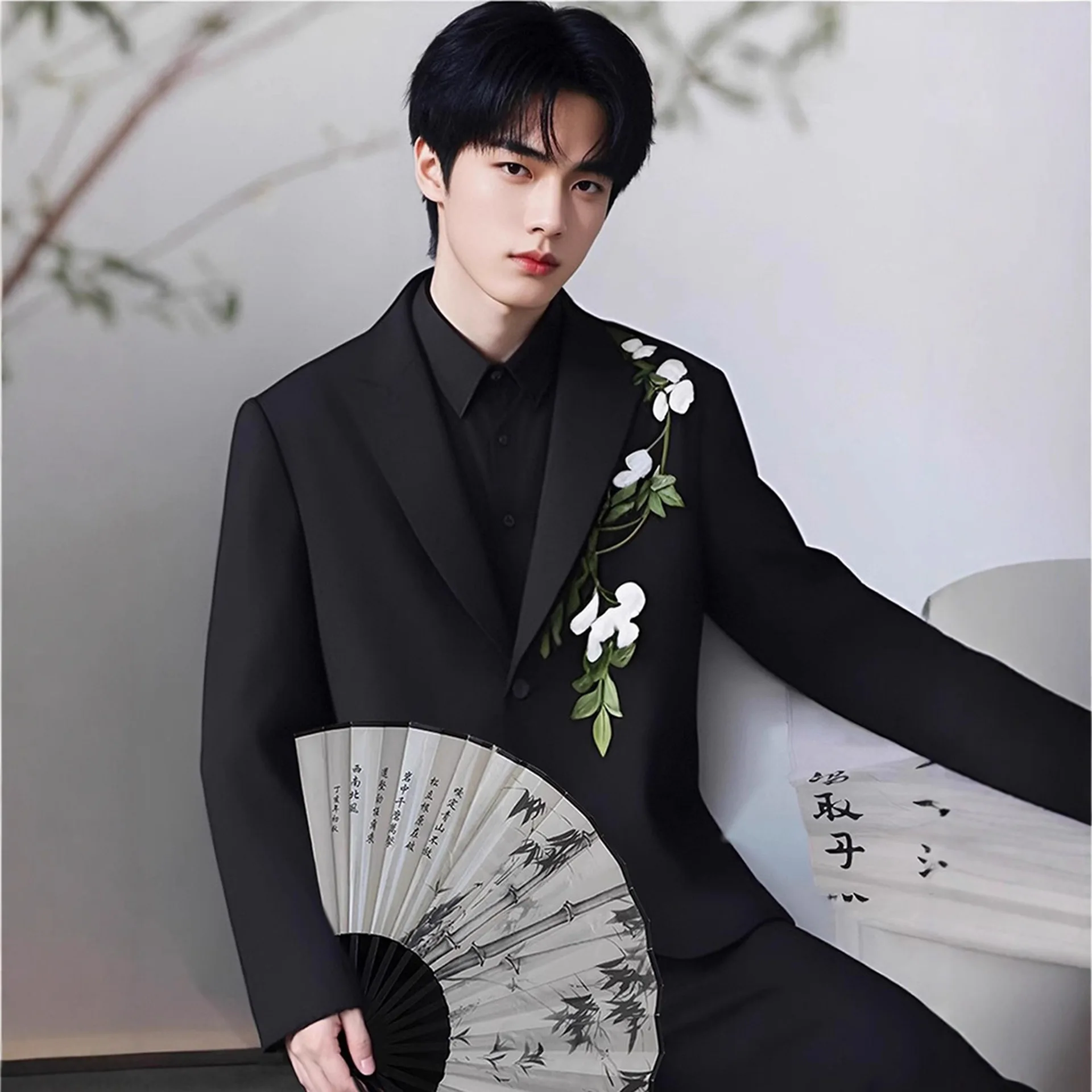 

2025 Men's New Chinese Camellia Embroidered blazer