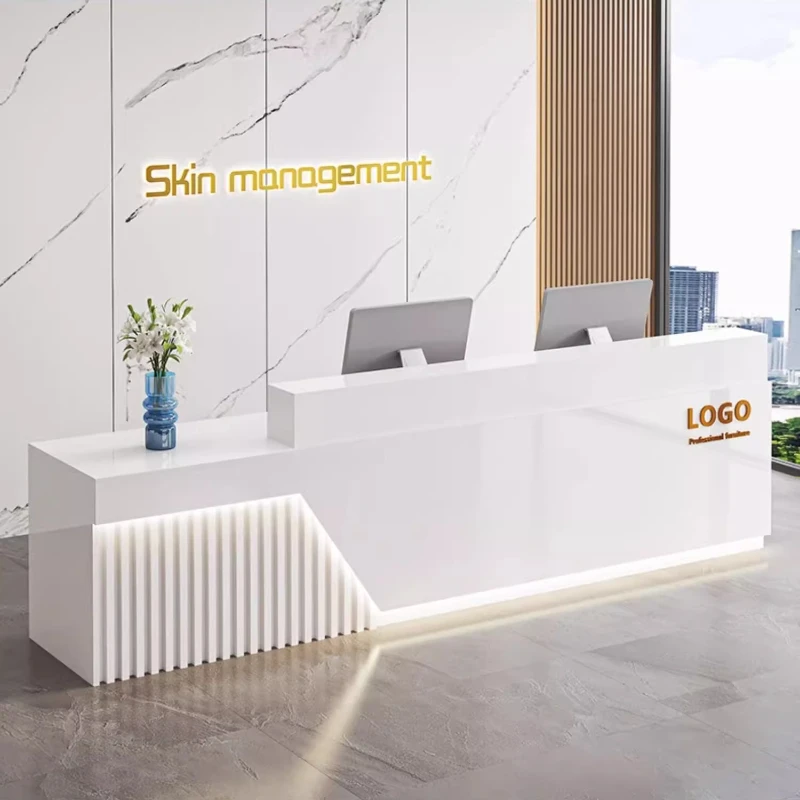 

modern white reception counter reception desk salon computer desk beauty salon barbershop high-end bancone per negozio furniture