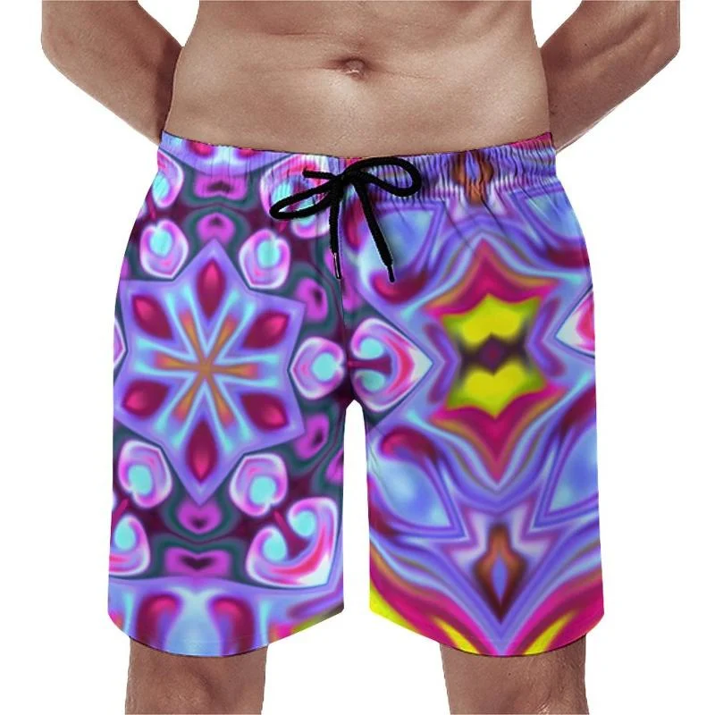 Calções de praia masculinos e infantis exóticos com estampa floral 3D, moda streetwear, calção de banho vintage, moda Harajuku, verão, novidade