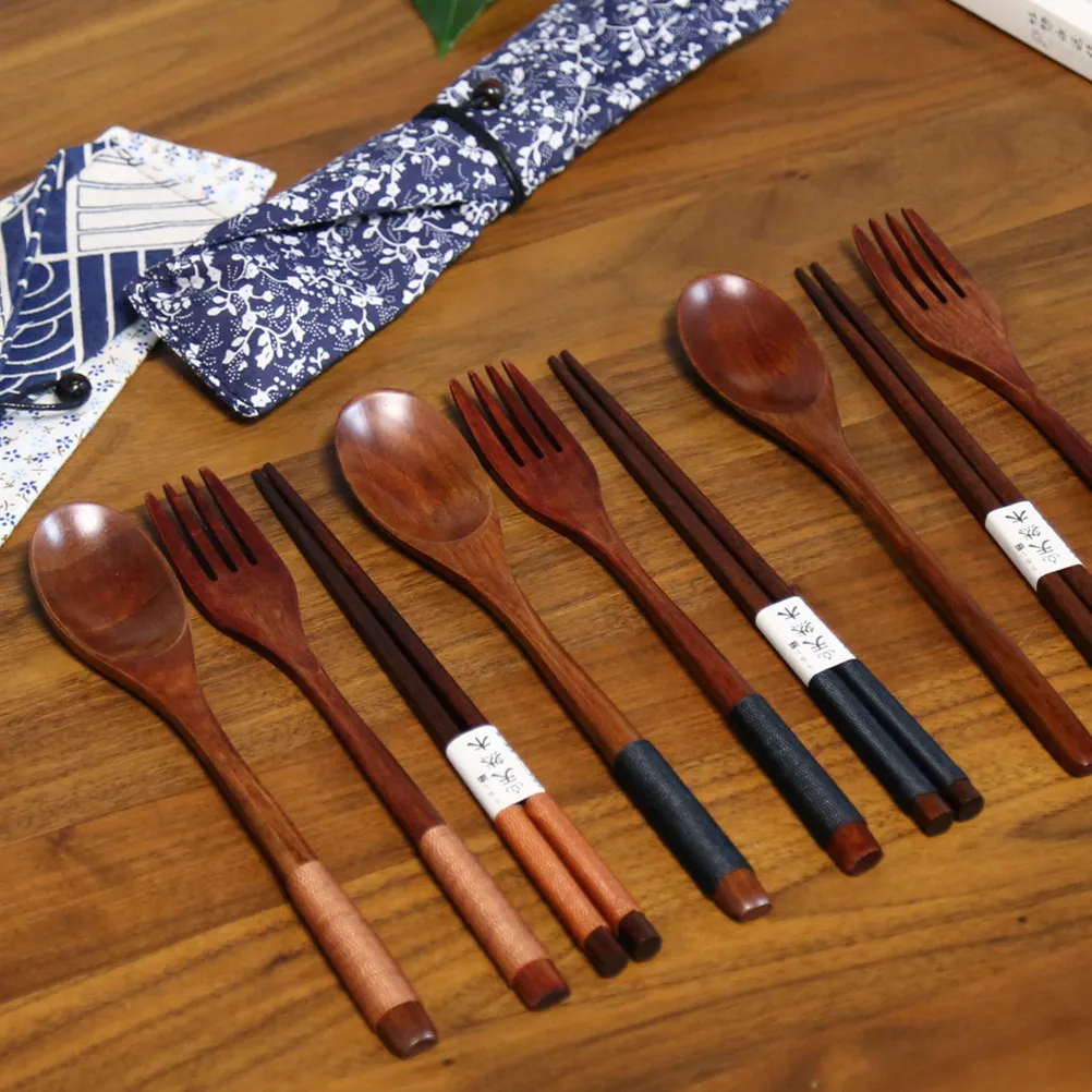 

Korean Utensils Folding Cutlery Spoon Fork Reusable Travel Japanese Style Removable and