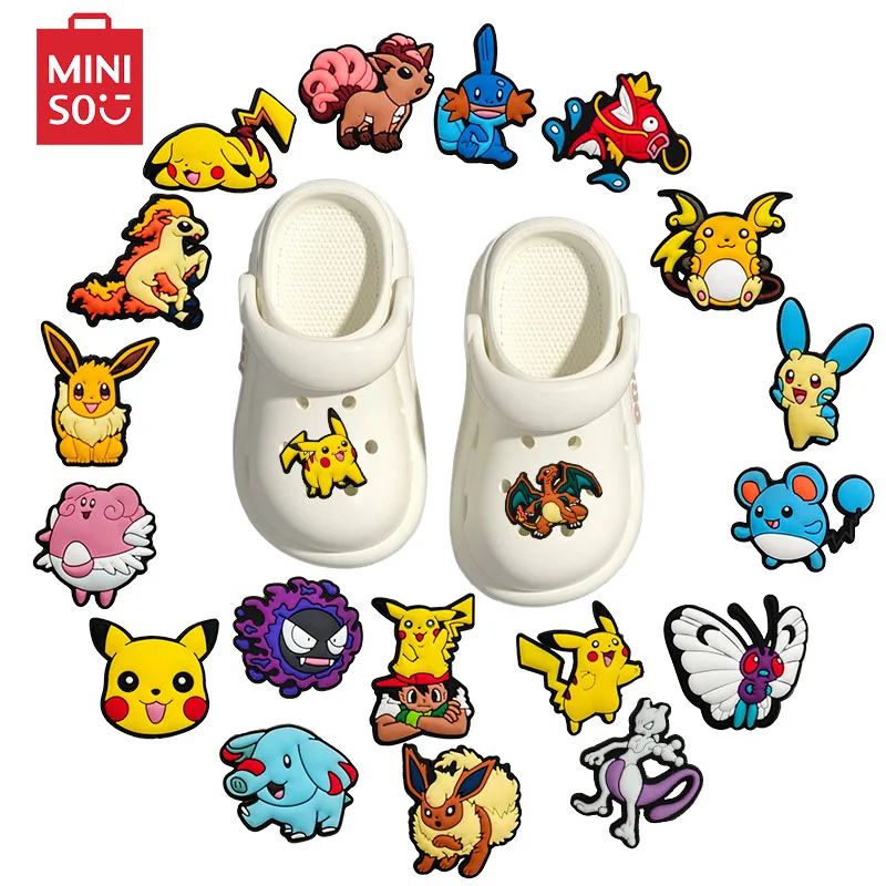 

MINISO cartoon Pokemon Pikachu 20-100PCS Shoe Charms Adventure PVC Decorations high-quality Detachable Waterproof For Party Gift