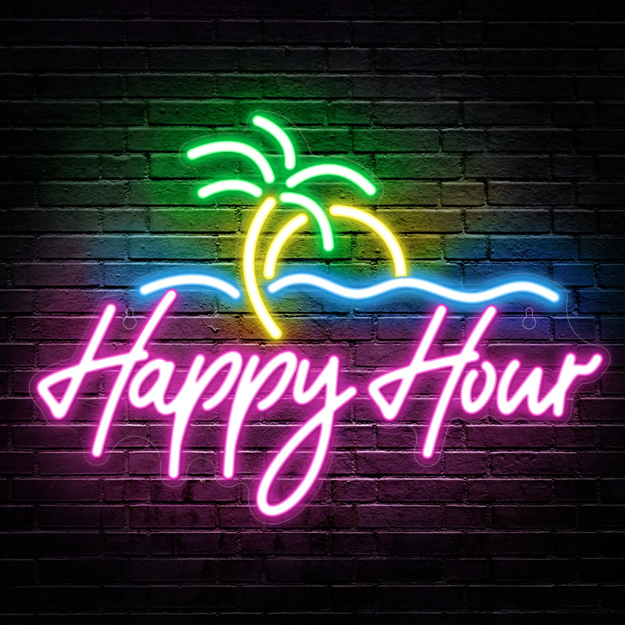 

Happy Hour Neon Sign for Home Bar Man Cave Club Pub Party - Best Gifts for Husband, Father, Birthday, Christmas