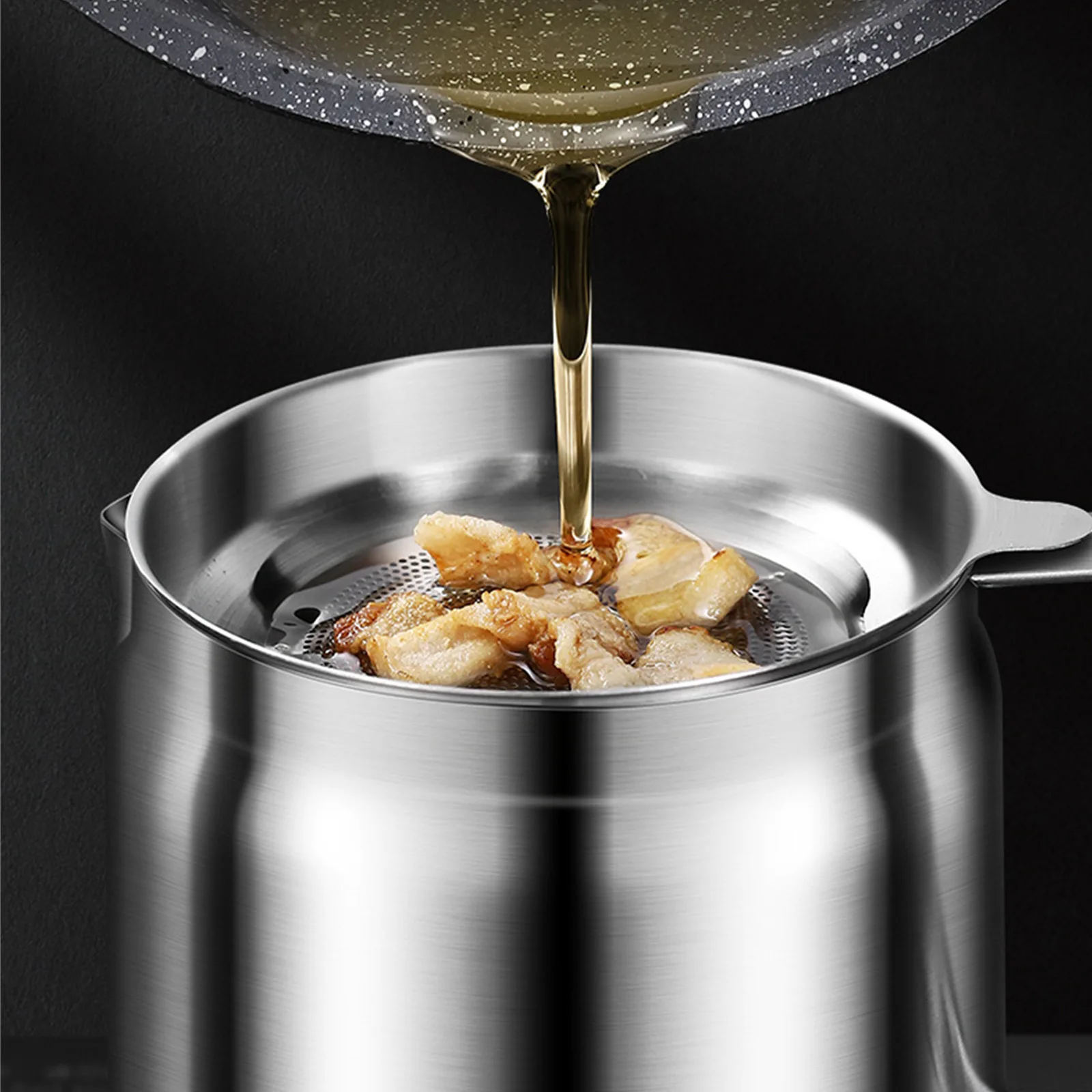 

Stainless Steel Oil Strainer Pot for Filtering and Storing Hot Oil Frying Oil and Grease in Restaurants and Homes
