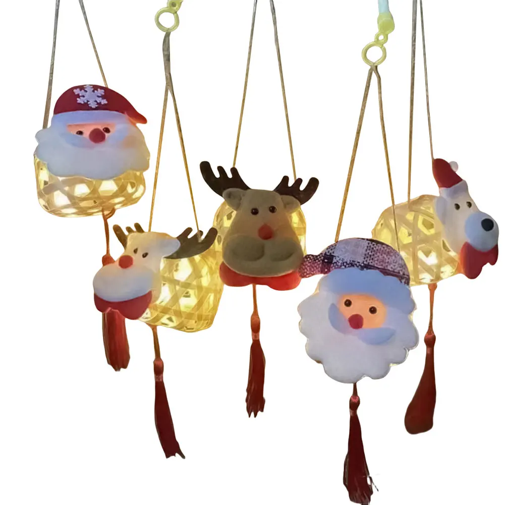 Lanterne tissée en bambou de Noël avec lumières LED, tissage créatif, déterminer la petite lanterne pour la décoration de fête de festival