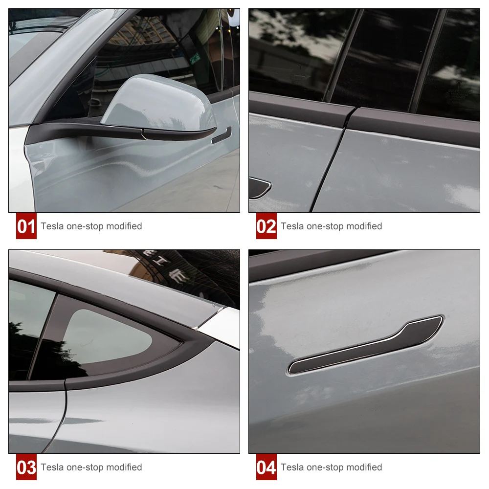 Car Window Frame Sticker for Tesla Model 3 Exterior Decoration Accessories PVC Door Handle Black Protector Trim Strips 2017-2020