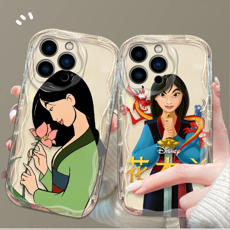 Disney Cartoon Mulan 3D Wave Case For iPhone 16 15 14 13 12 11 Pro Max X XR XS 8 7 Plus SE 2020 3D Wave Shockproof Back Cover