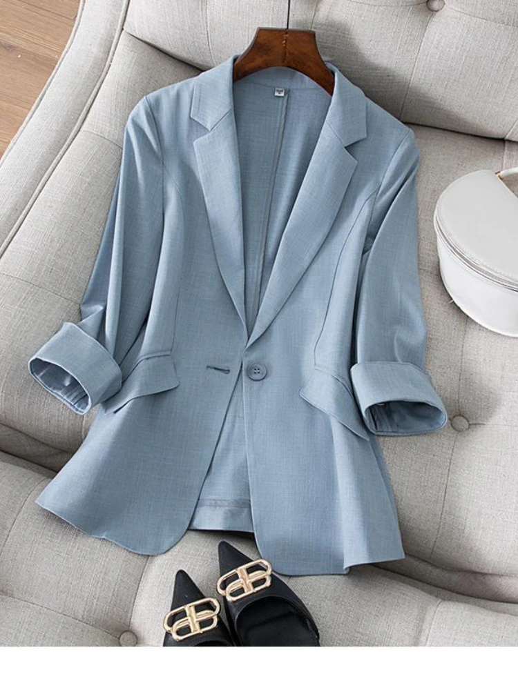 

Women's Suit Jacket 2023 Suit Jacket Women's Seven-Minute Sleeve Summer New Self-cultivation Women Blazers Women Clothing