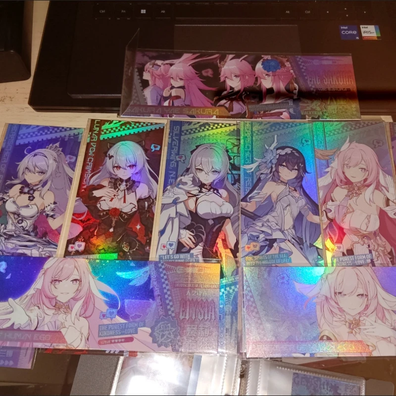 Honkai Impact 3 Valkyrie HD, marcapáginas de papel láser de dirección inversa, postal para Fans, regalos, colecciones, llavero de Página de Libro