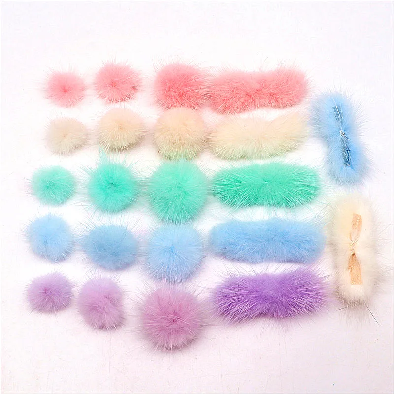 Wholesale 25/30/40mm Real Mink Pompon Fur Balls Bowknot Fur Pompoms for Keychain Fluffy Pom Pom DIY Handmade Crafts Supplies