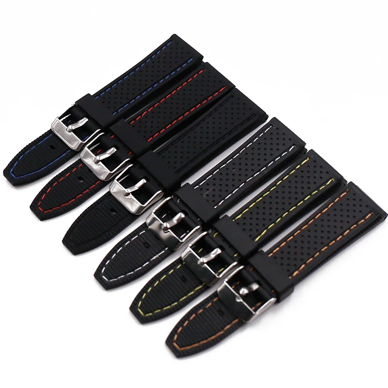 

20mm 22mm 24mm Men's Silicone Watch Strap Watch Accessories Outdoor Sports Rubber Watch Band Wristband Watch Bracelet Women's