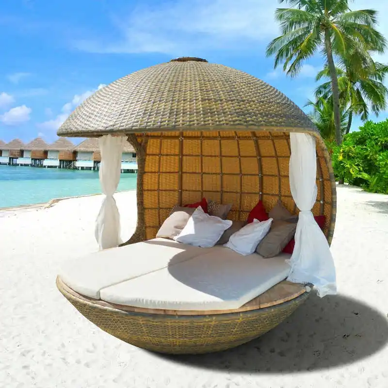 

Outdoor rattan reclining bed, swimming pool, beach bird's nest bed, large round bed, customized outdoor homestay, scenic birdcag