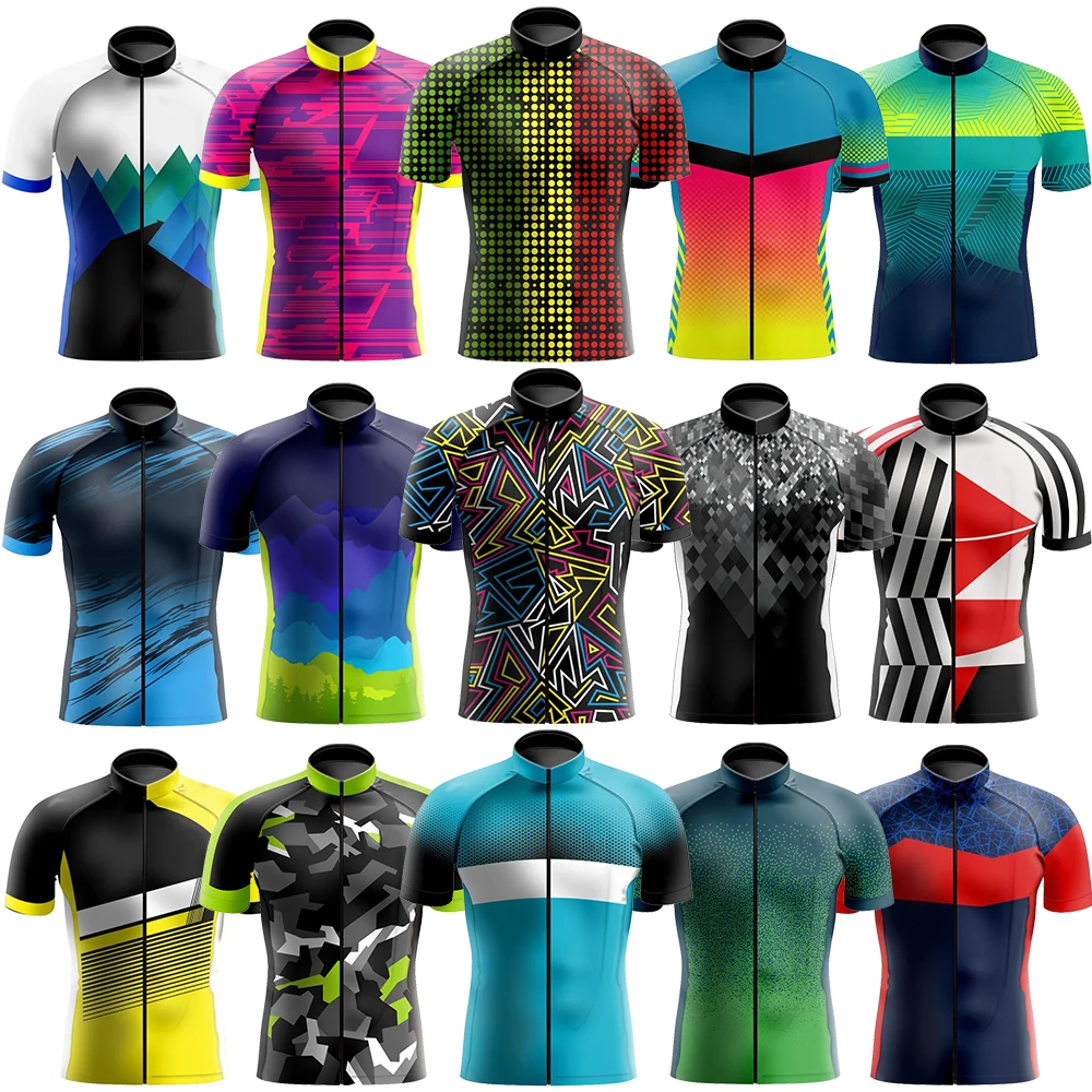 Color Cycling Jersey Men Bike Top MTB Bicycle Shirt Mountain Road Riding Clothing Short Sleeve Summer Cyclist biking Blouse