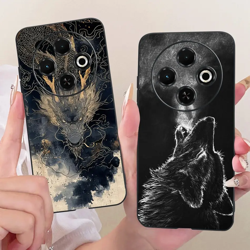 Casing HP Tecno Spark 30C 30 Pro Motif Naga Keren Untuk Tecno Spark30C 30 30Pro 4G Casing Silikon Lembut Hitam