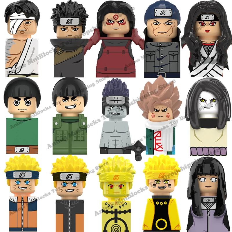 Naruto Sasuke Sakura Kakashi Hinata Orochimaru Obito anime dolls Mini Action toy Figura cartoon Assemble blocks Birthday gifts