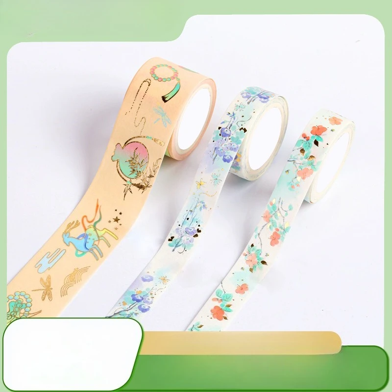 10pcs Washi bronzing hand account retro tape landscaping ins wind material color printing sticker DIY film factory