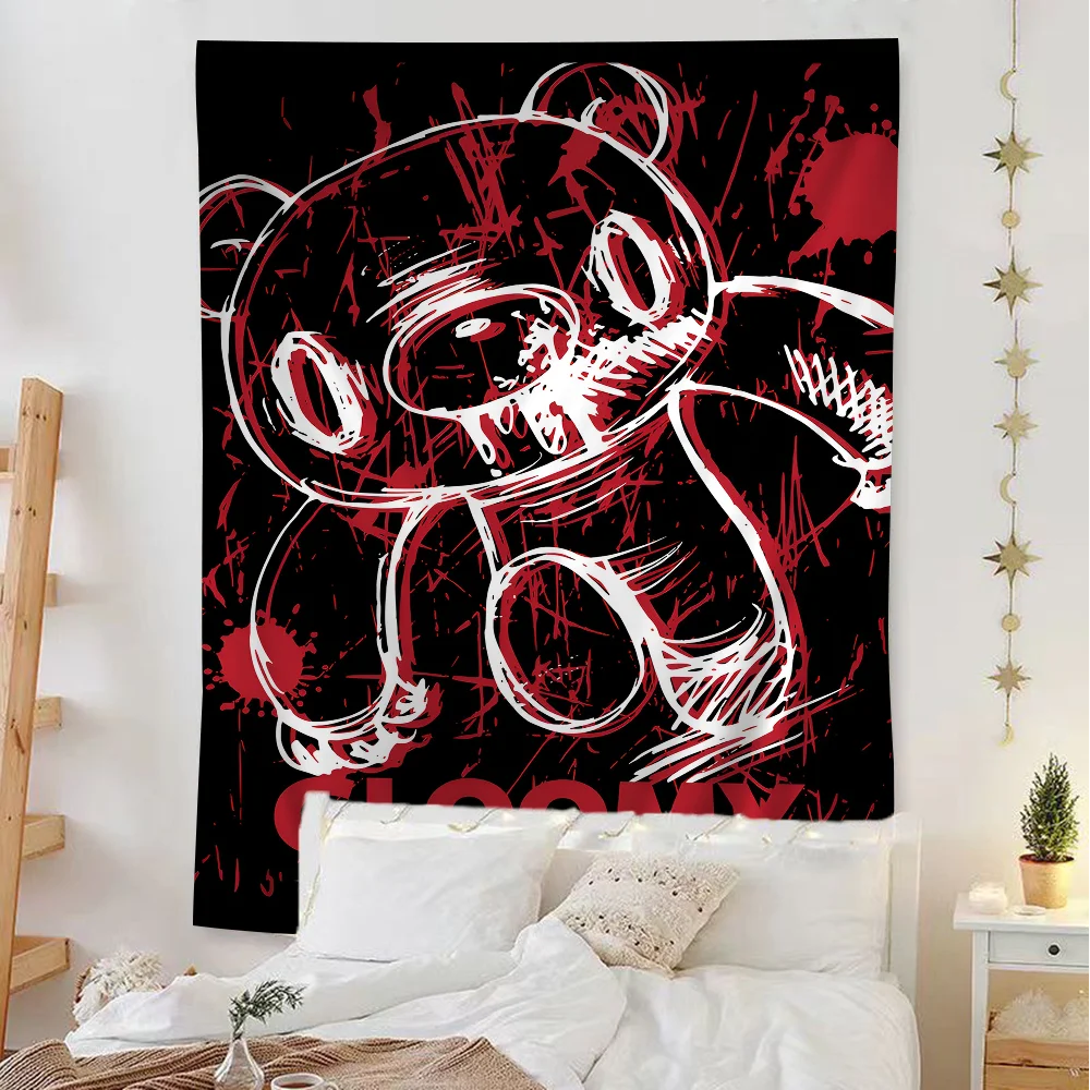 Cartoon G-gloomy Bear Printed Large Wall Tapestry Indian Buddha Wall Decoration Witchcraft Bohemian Hippie Decor Blanket
