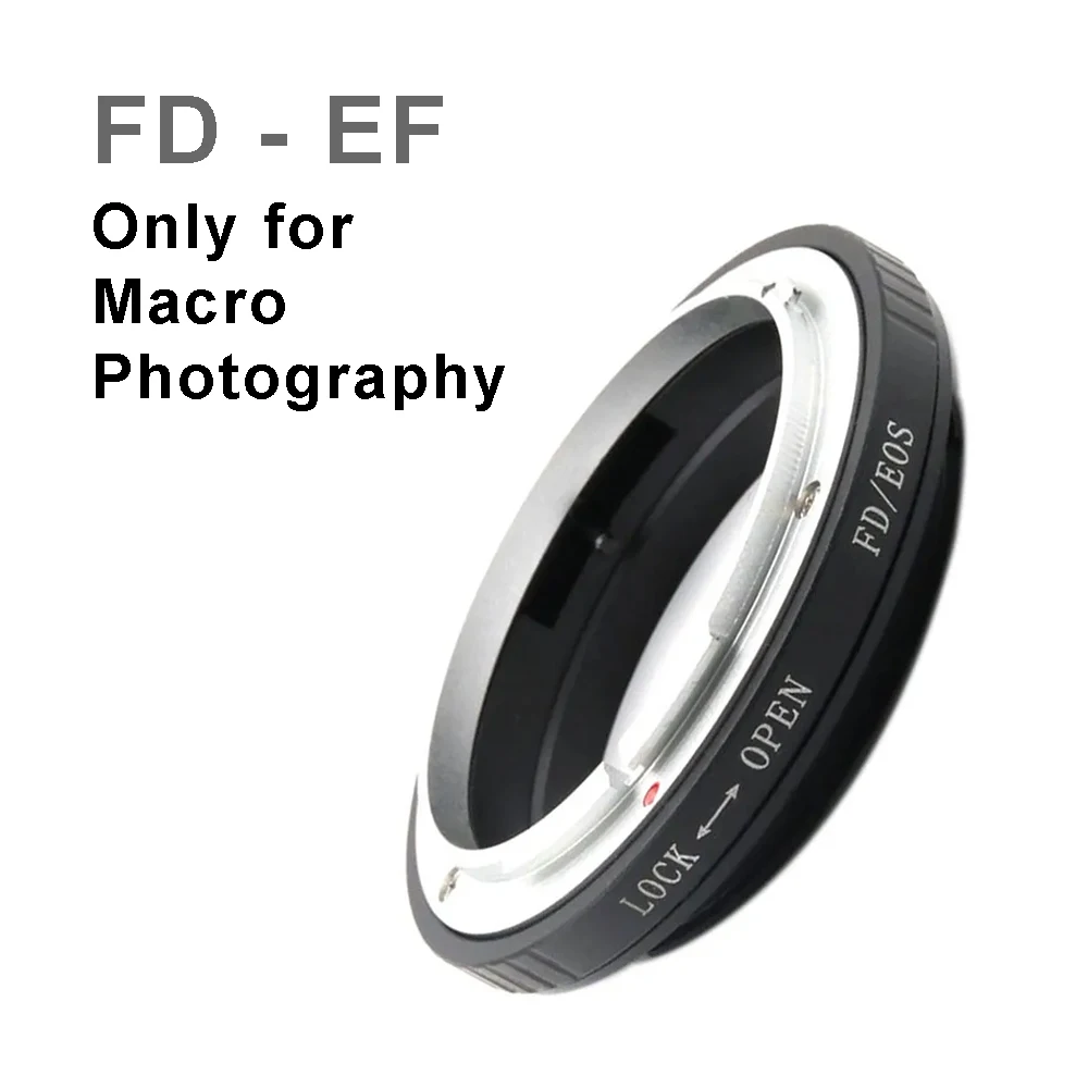 FD-EF for Canon FD / FL Lens and EOS EF / EF-S Camera Mount Adapter Ring with Aperture Lever for Macro Photography