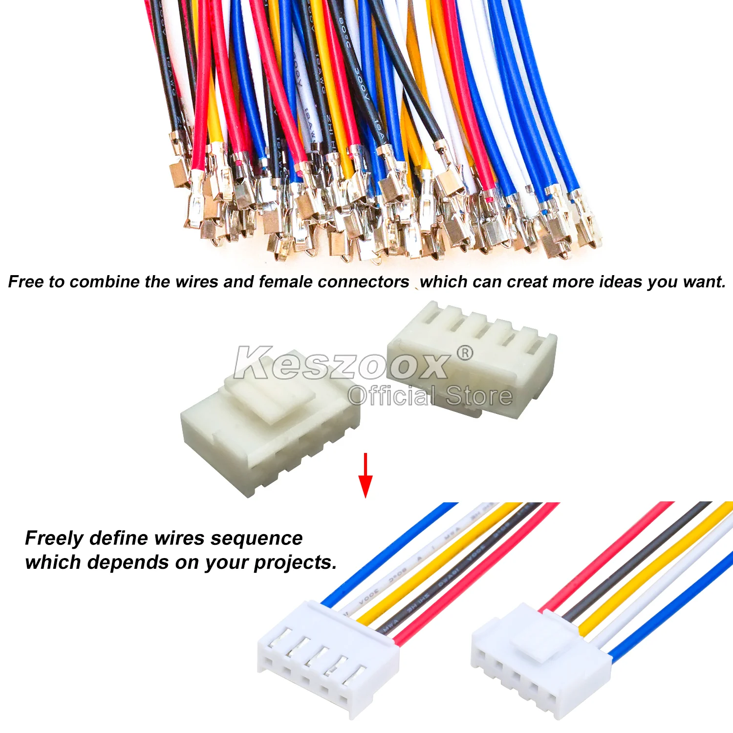 Tcenofoxy JST 3.96mm VHR VH 3.96 2-6P Male Female Connectors Housing with 20AWG Pre-crimped Cable Molex Connector Kit