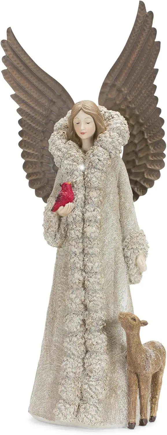 Melrose 83478 Angel with Deer, 16.5-inch Height, Resin