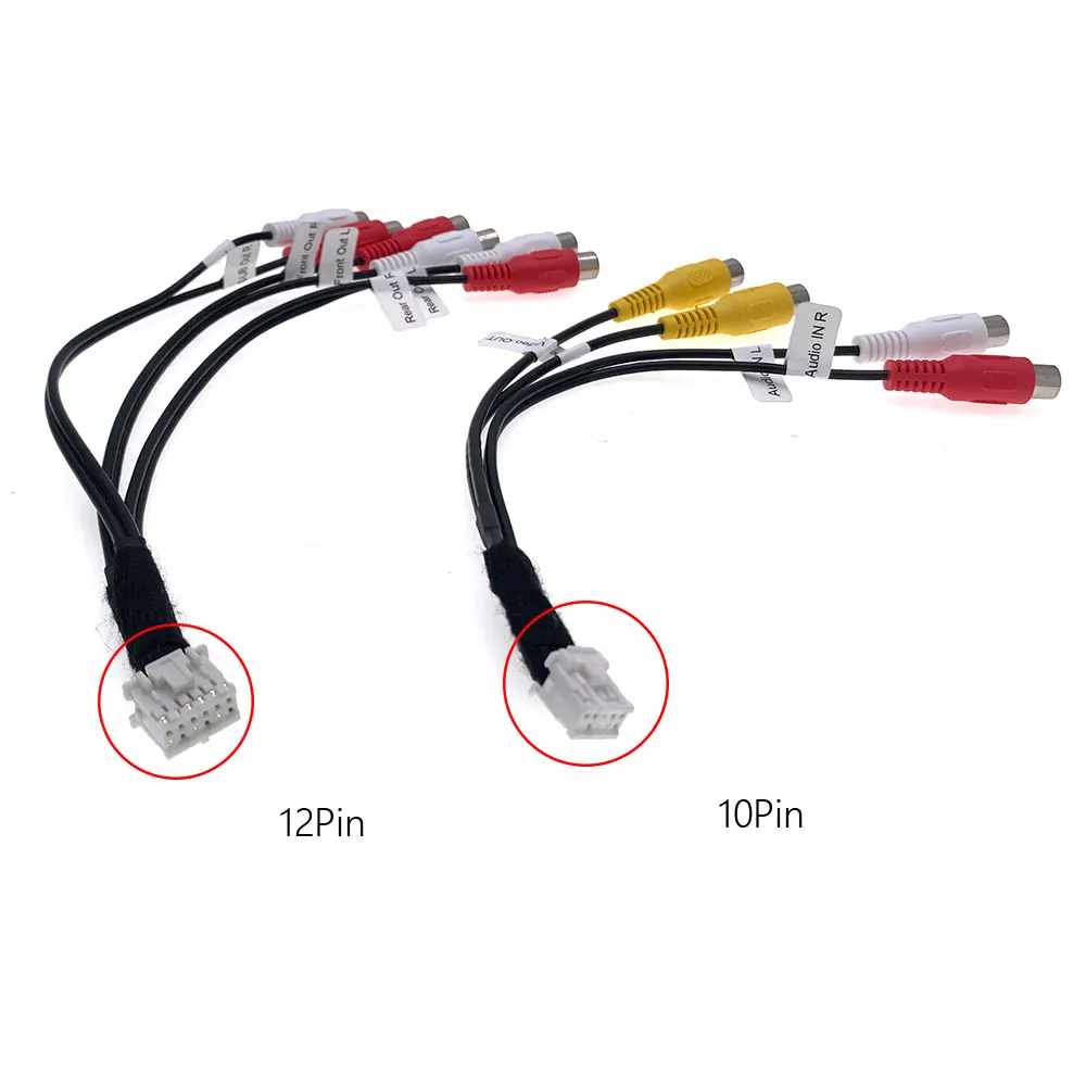 10 12 Pin Car Radio RCA Audio Rear Subwoofer Front Video Cable for Clarion FX503 NX603 NX604 NX605 Android DVD Navigation