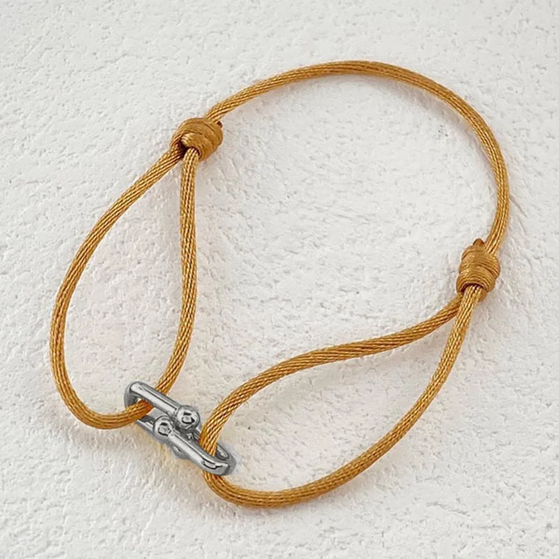 Pulsera trenzada de cuerda ajustable, cierre en U de herradura, amor, amistad