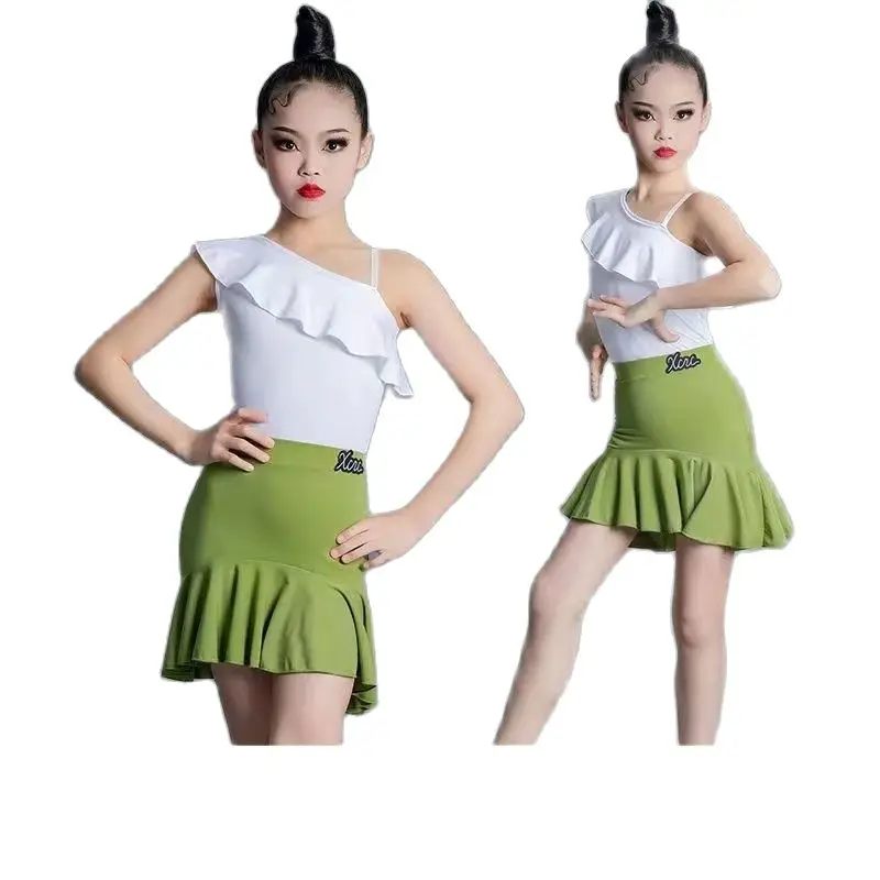 Mädchen Latin Dance Kleid Kinder Professionelle Wettbewerb Ballsaal Dancewear Kinder Ango Cha Cha Rumba Bühne Leistung Kostüm