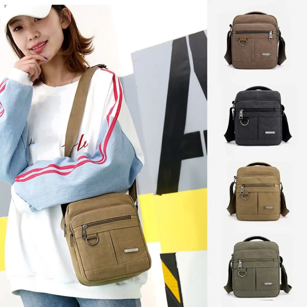 Canvas Crossbody Bag Fashion Large Capacity Casual Shoulder Bag Phone Bag Men