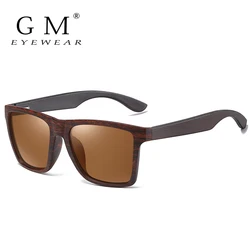 GM Wooden Sunglasses Women Sunglasses Men Polarized Fashion Flat Lens Square Frame Eyewear UV400 Colorful Sun Glasses