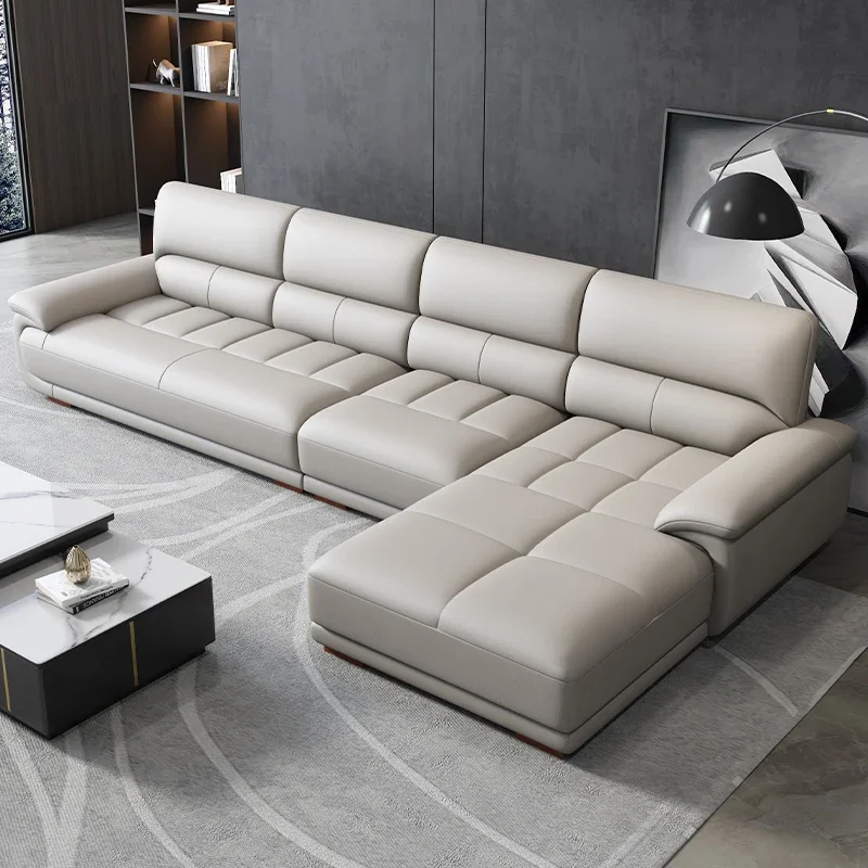 Modern simple leather sofa small apartment living room first layer cowhide Nordic leather corner princess leather sofa