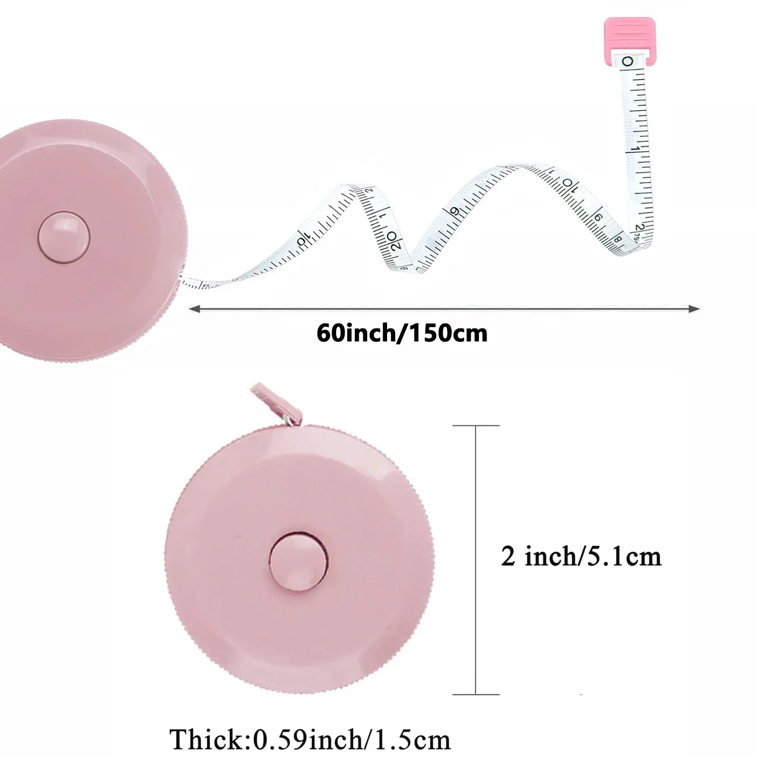 Imagen 5: Cinta Métrica Retráctil Resistente de ABS, 1.5M 60 Pulgadas, Doble Escala, Retracción Automática, Precisa, para Costura, Manualidades, Sastrería y Uso Doméstico