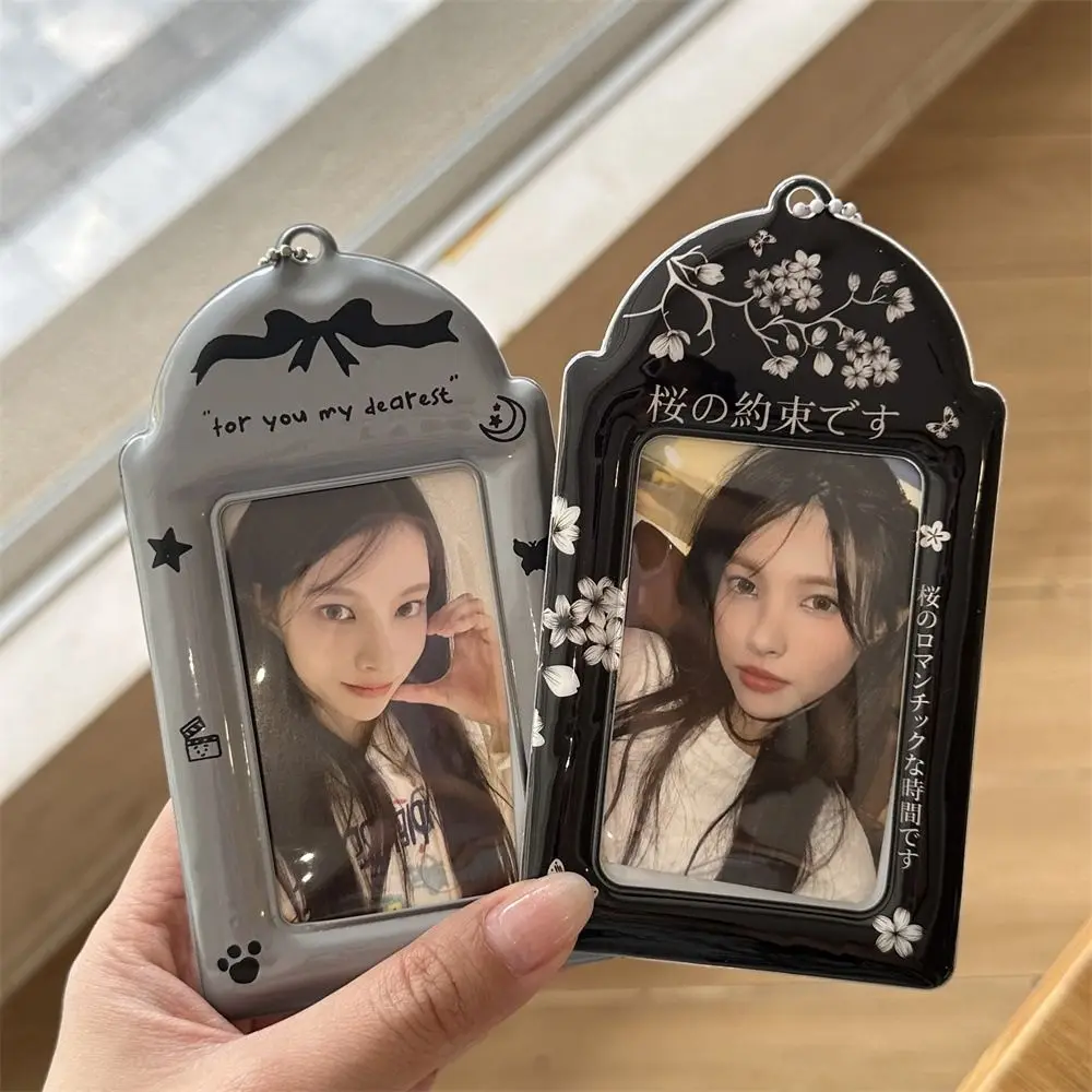 INS Style Multifunction Kpop Photocard Holder with Keychain Original 3 Inch Mini Photo Holder Cute PVC Photocard Case Girls