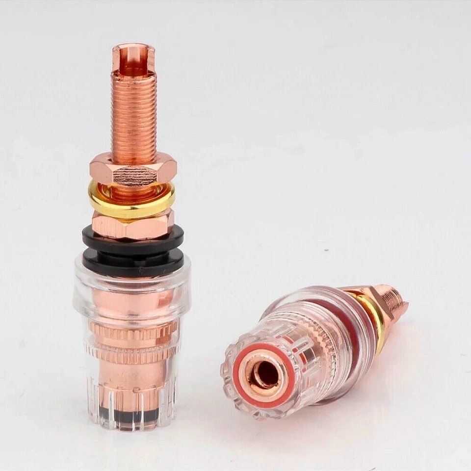 4PCS Hi-End Pure Red Copper Plated Hifi audio Amplifier Speaker Banana Plug Female Terminal Binding Post Socket