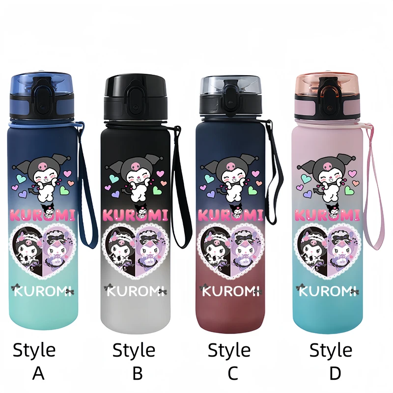 New Cute Sanrio Kuromi Water Bottle Girls Frosted Plastic Cup High Temperature Resistant Kids Water Bottle Gift Kuromi