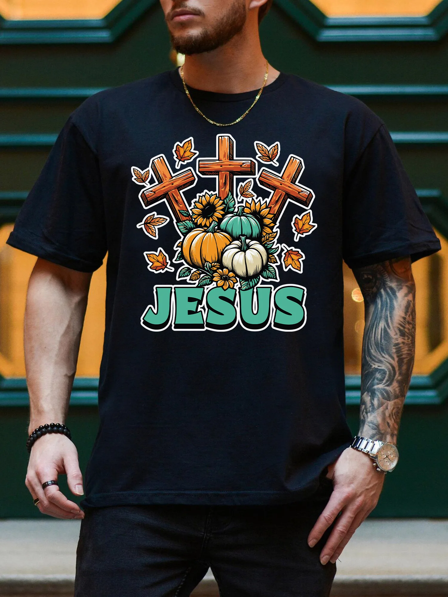 

Мужская футболка с рисунком Fall Crosses, повседневная черная футболка из 100% хлопка, легкая футболка с круглым вырезом